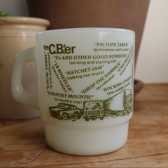Vintage Fire King the CB'er Trucker Slang Milk Glass Coffee Mug - Picture 2 of 8